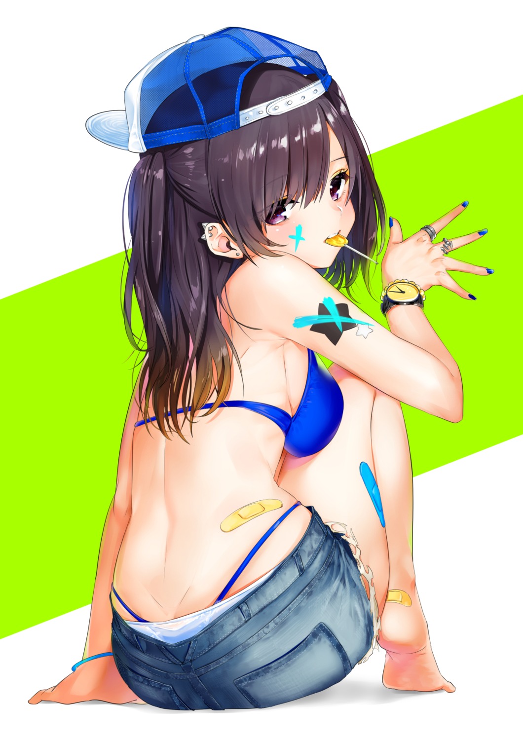 ayamori_mimi bandaid bikini pantsu swimsuits tattoo