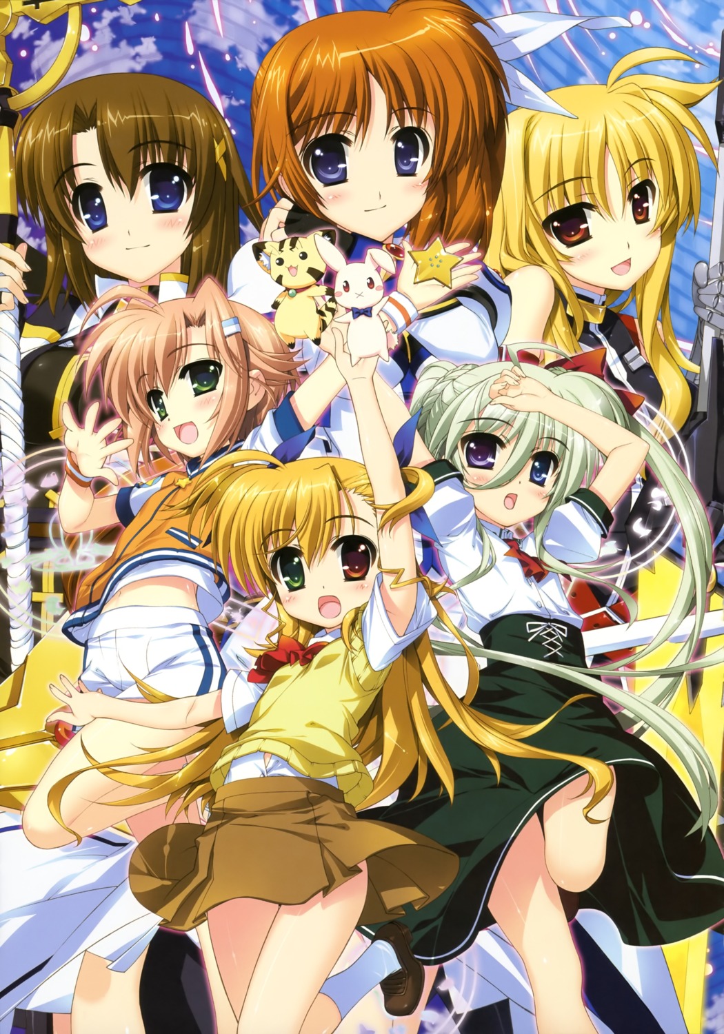 asteion einhart_stratos fate_testarossa fujima_takuya heterochromia mahou_shoujo_lyrical_nanoha mahou_shoujo_lyrical_nanoha_vivid miura_rinaldi sacred_heart seifuku takamachi_nanoha vivio yagami_hayate