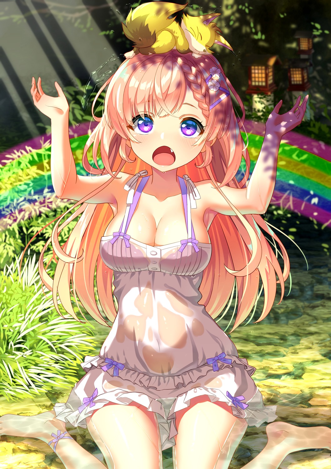 bra dress see_through summer_dress wet wet_clothes yoko-ya_manjirou