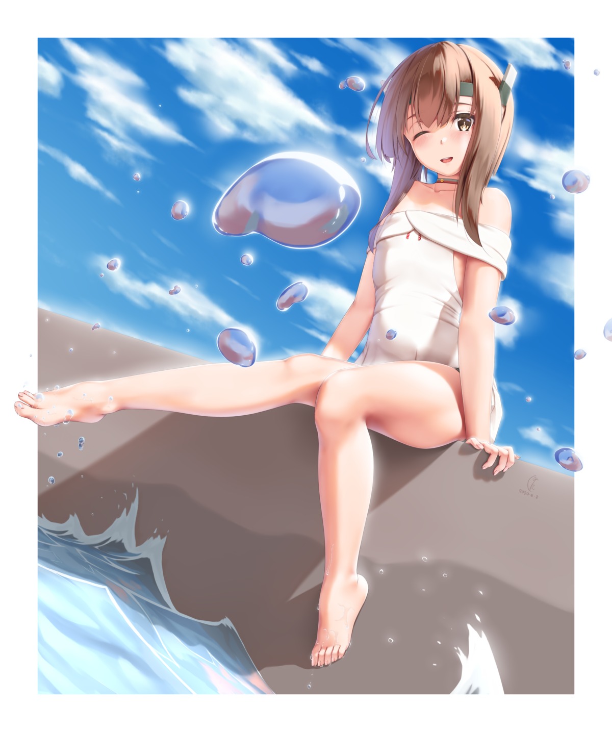 etsunami_kumita feet kantai_collection swimsuits taihou_(kancolle) wet