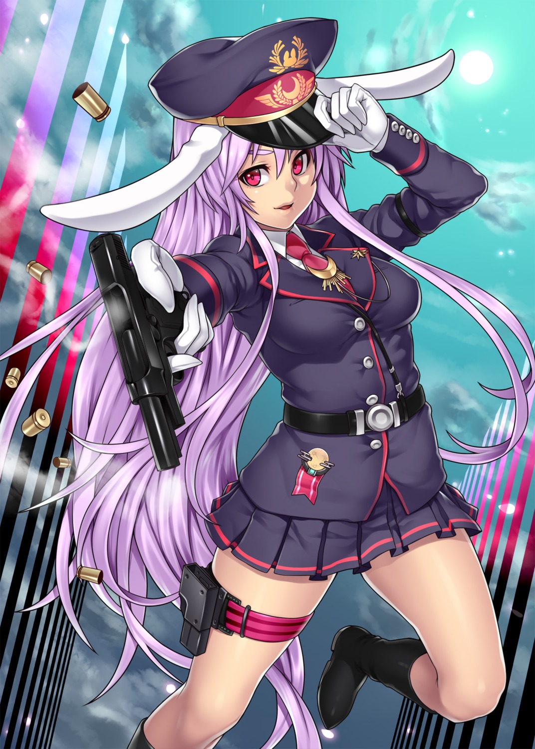 animal_ears bunny_ears gun houtengeki reisen_udongein_inaba touhou uniform