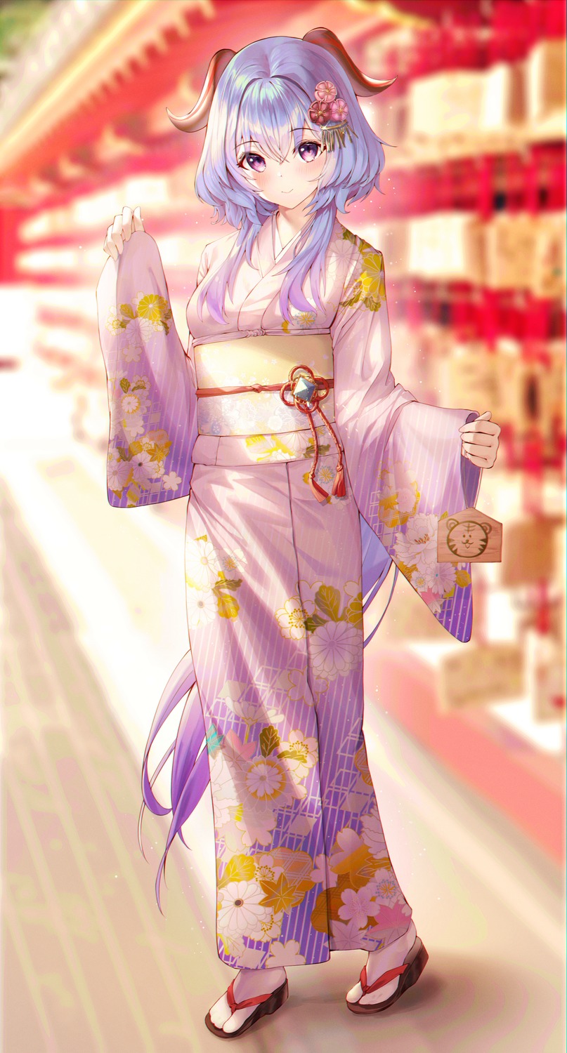 ganyu genshin_impact horns kimono wakum