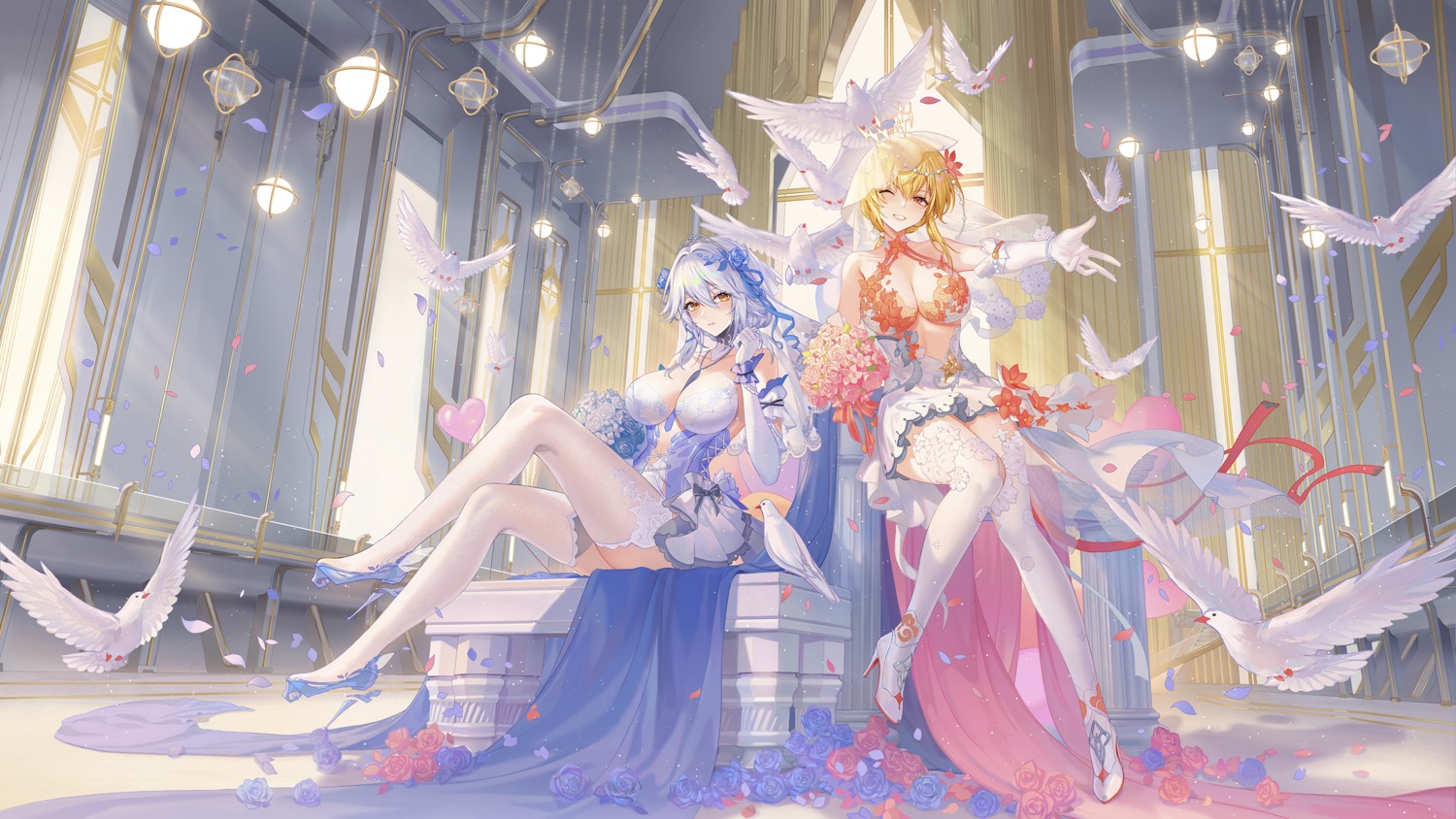 criin dress fenny heels lyfe no_bra snowbreak:_containment_zone thighhighs wedding_dress