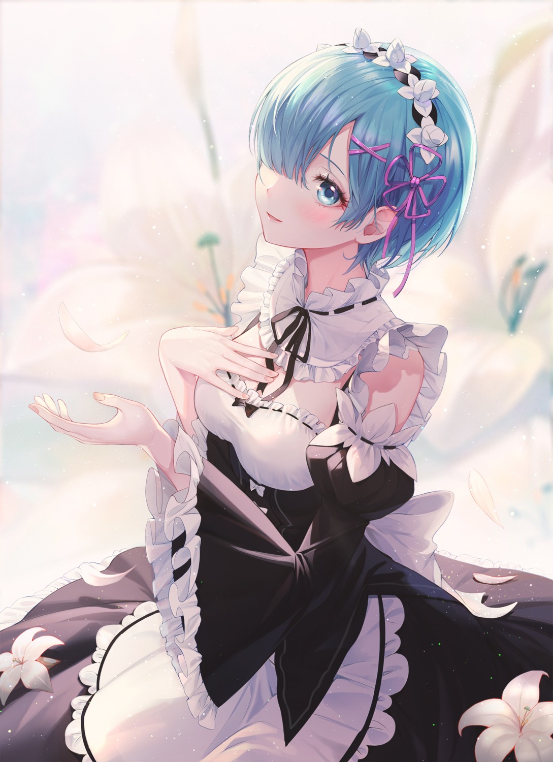 breast_hold cleavage daby maid re_zero_kara_hajimeru_isekai_seikatsu rem_(re_zero)