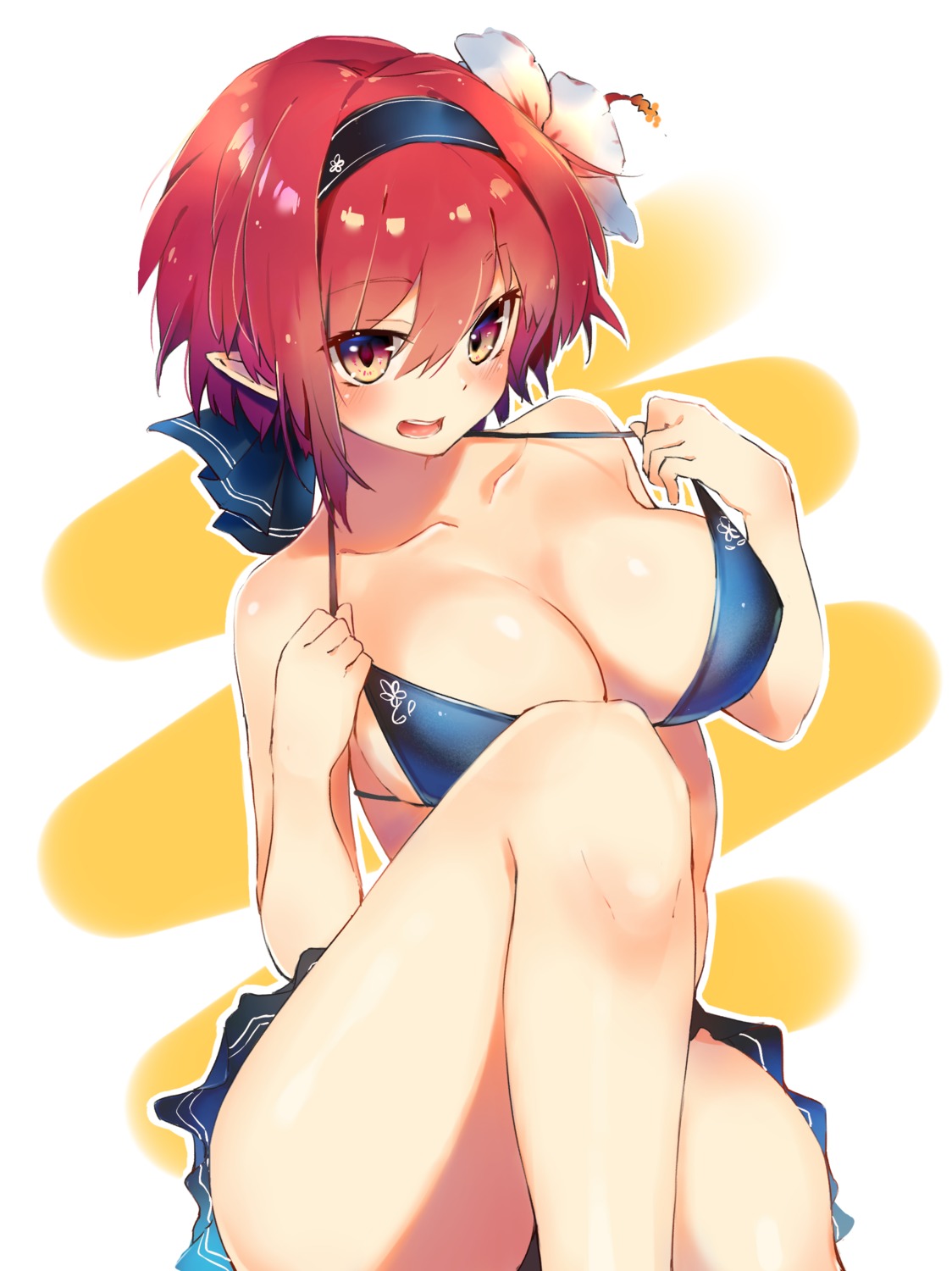 bikini cleavage elf pointy_ears sakura_cha swimsuits