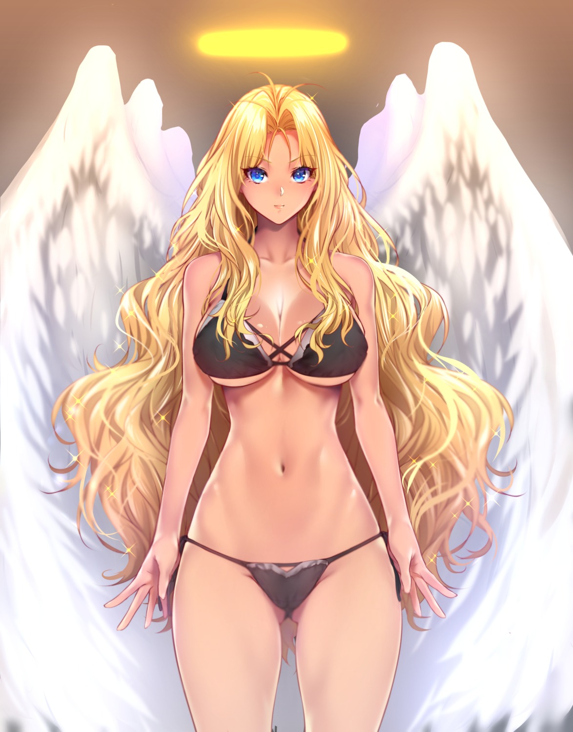 angel bastard!! bra cameltoe cleavage michael_(bastard!!) pantsu string_panties underboob wings zucchini