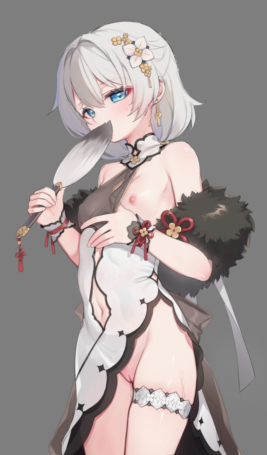 benghuai_xueyuan breasts chinadress erect_nipples garter honkai_impact kuronell loli nipples no_bra nopan pussy see_through skirt_lift theresa_apocalypse transparent_png uncensored