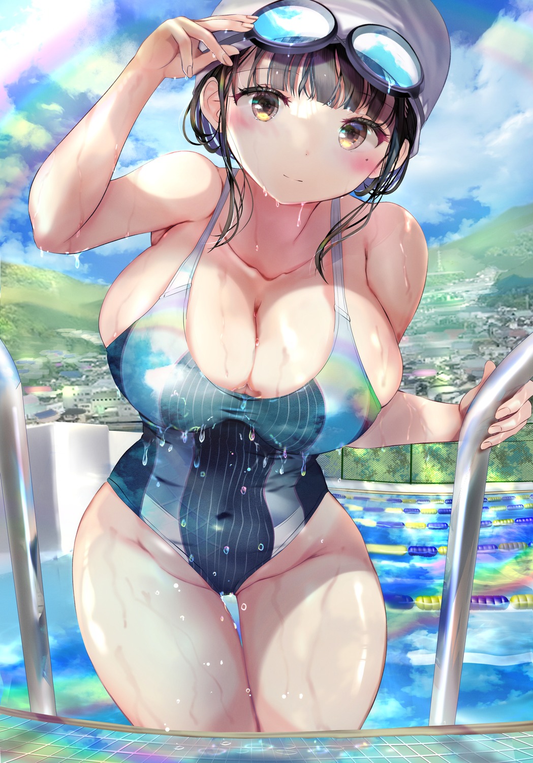 ogata_tei school_swimsuit swimsuits wet