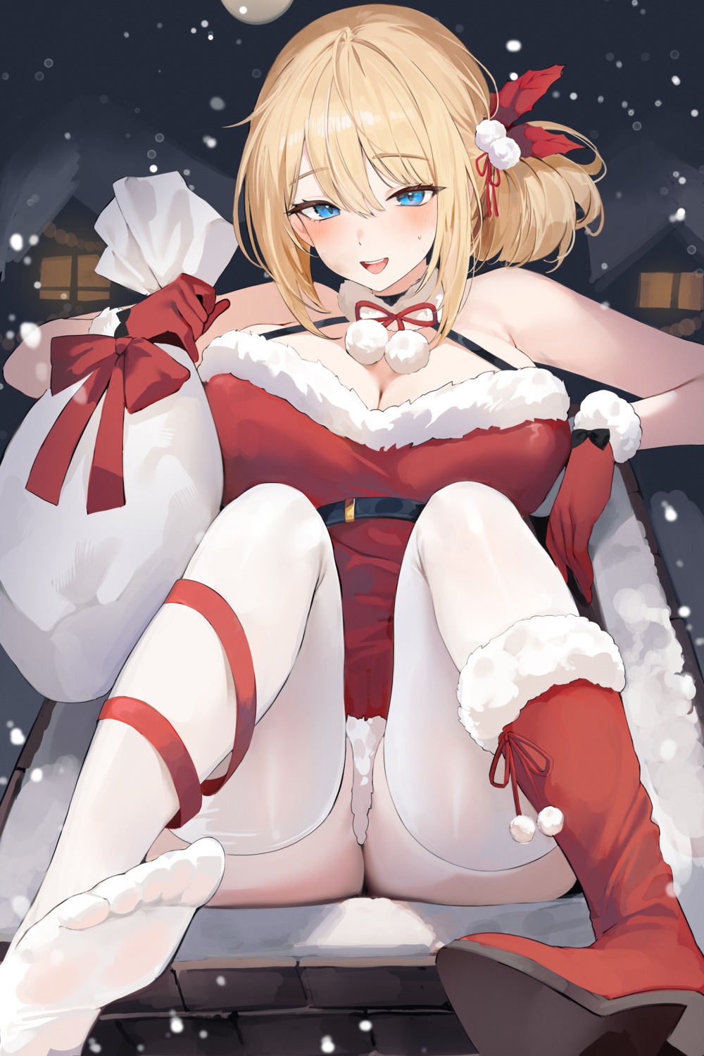 christmas dress feet heels lillly see_through skirt_lift thighhighs