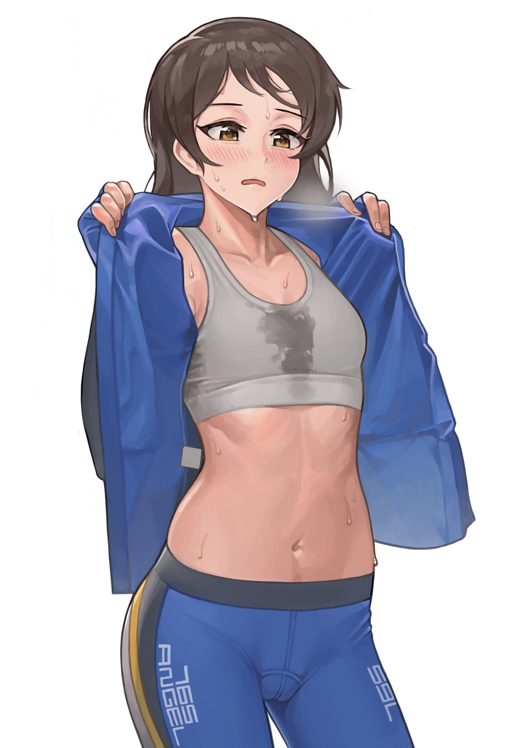 ameyame kitazawa_shiho lingerie open_shirt the_idolm@ster the_idolm@ster_million_live! wet_clothes
