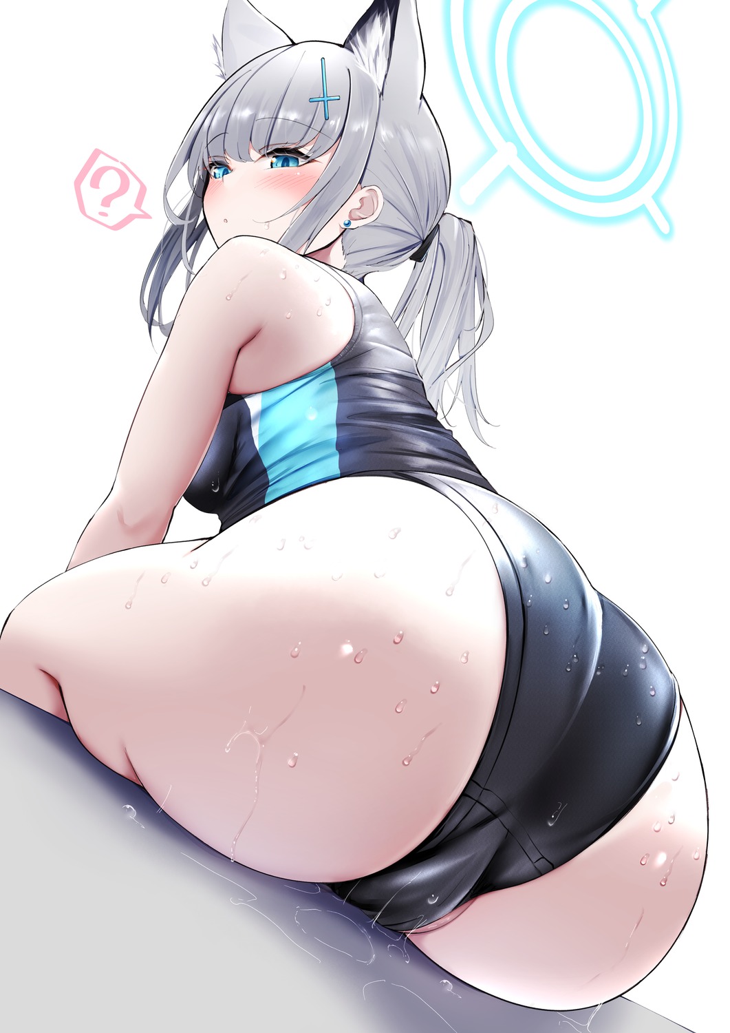 animal_ears ass blue_archive halo kokihanada nekomimi sunaookami_shiroko swimsuits