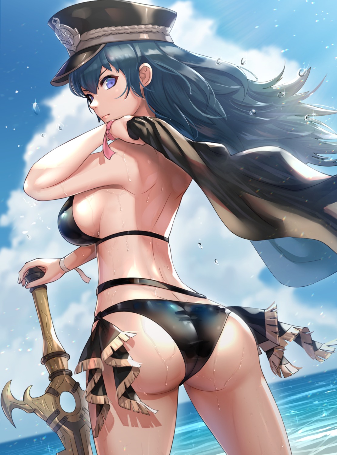 ass bikini byleth_(fire_emblem) fire_emblem fire_emblem_three_houses gonzarez swimsuits sword thong wet