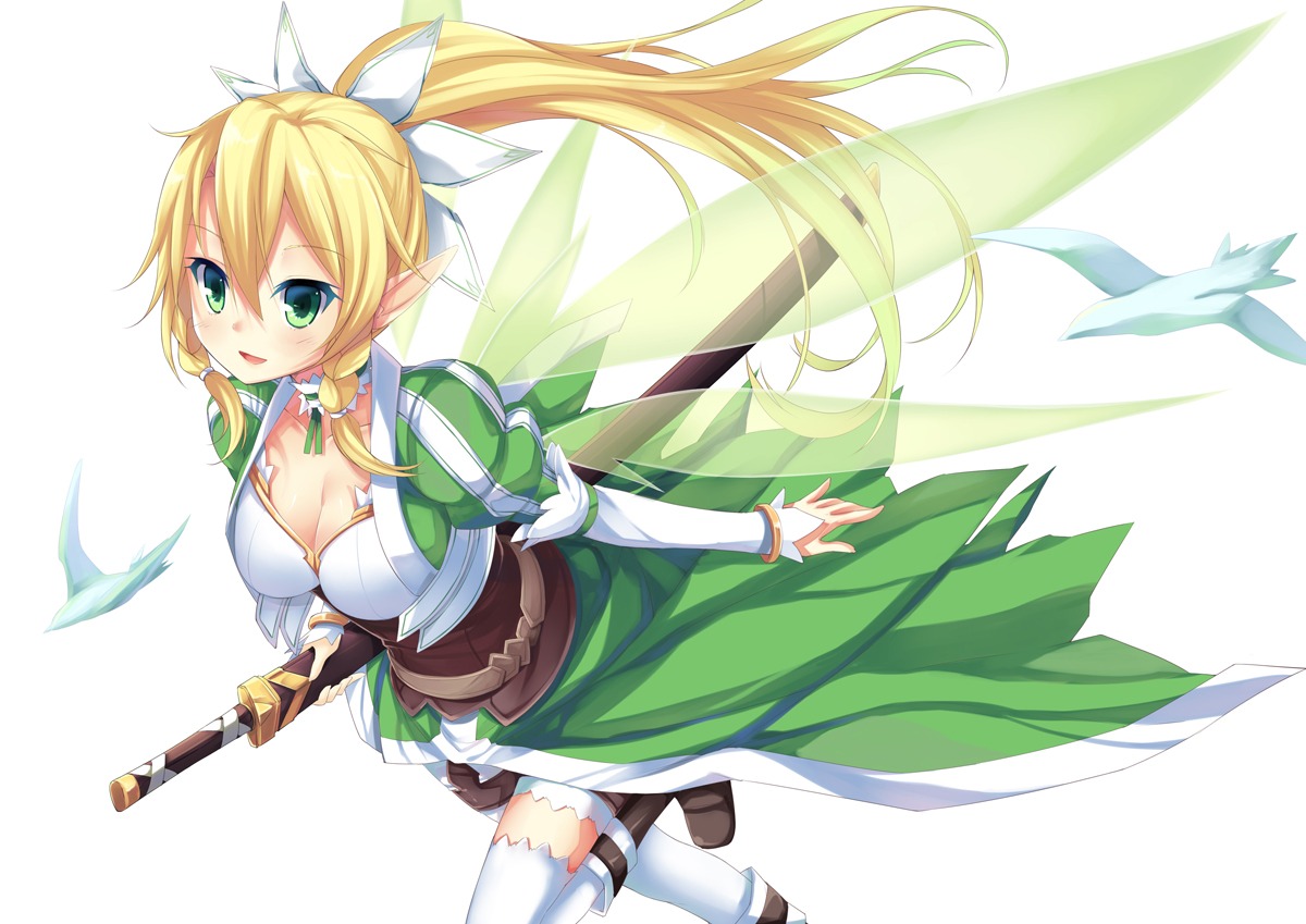 alfheim_online cleavage garter huohai leafa pointy_ears sword sword_art_online thighhighs wings