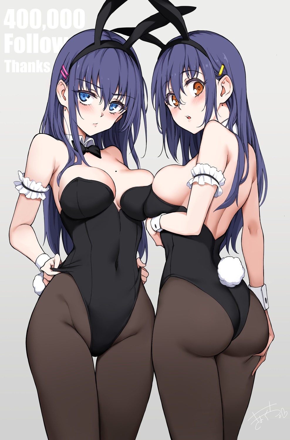 animal_ears ass bunny_ears bunny_girl hoshizuki_kaede hoshizuki_suzu kaede_to_suzu kyokucho no_bra pantyhose tail