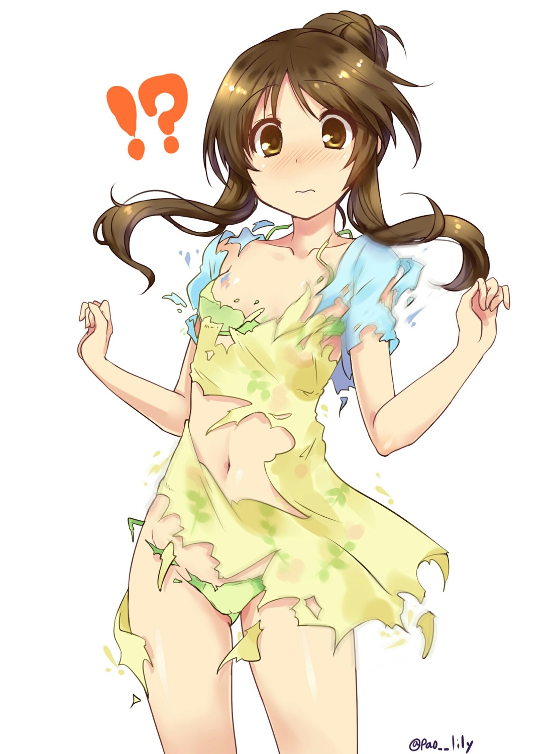 bra dress pantsu paopao takamori_aiko the_idolm@ster the_idolm@ster_cinderella_girls torn_clothes