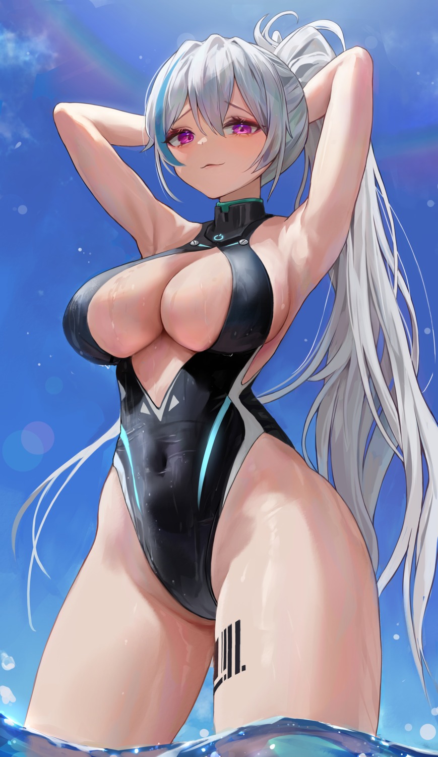 chrysa_(_sa0ru) ephnel soul_worker swimsuits tattoo wet