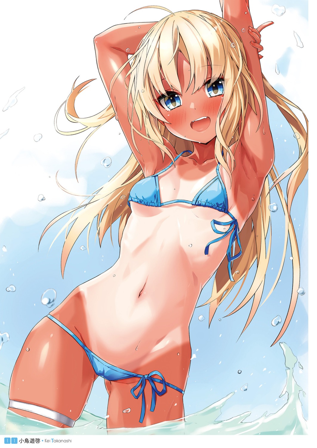 bikini cameltoe garter loli swimsuits takanashi_kei_(hitsujikan) tan_lines wet