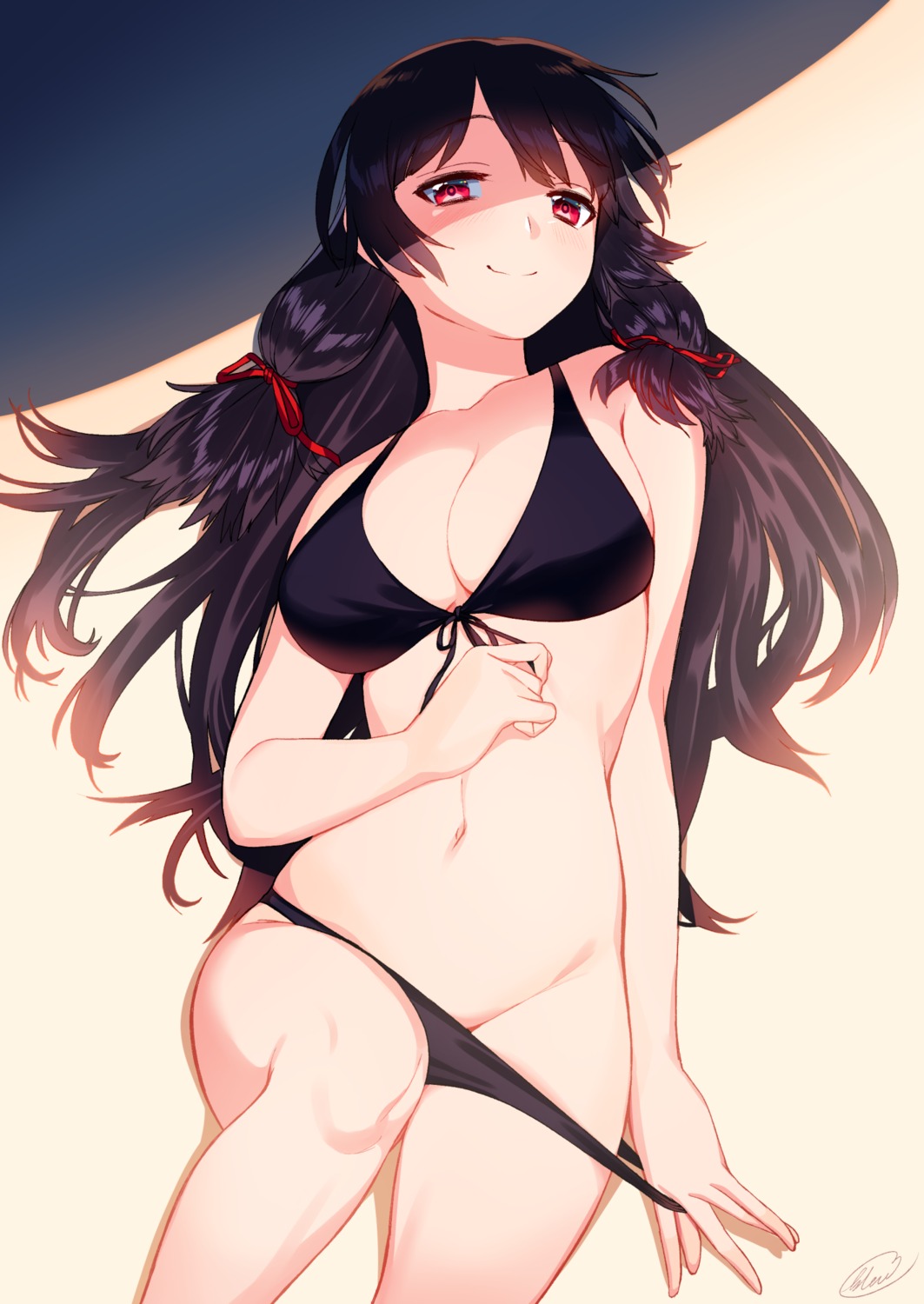 bikini blew_andwhite cleavage isokaze_(kancolle) kantai_collection panty_pull swimsuits undressing