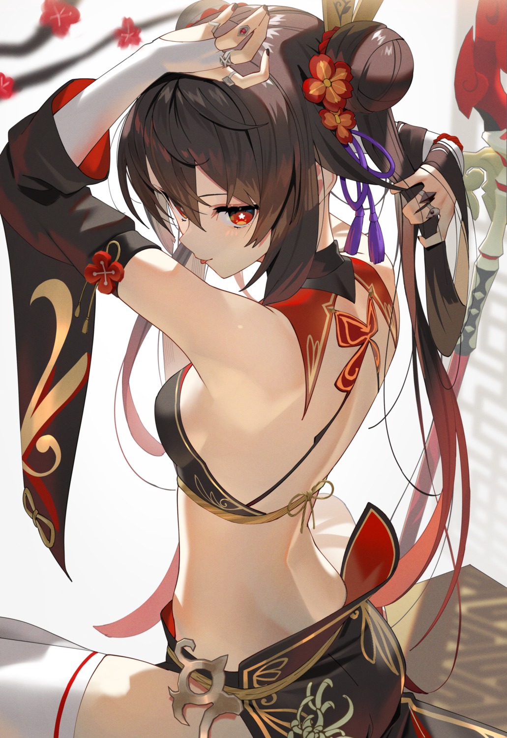 asian_clothes bra genshin_impact hu_tao scottie thighhighs