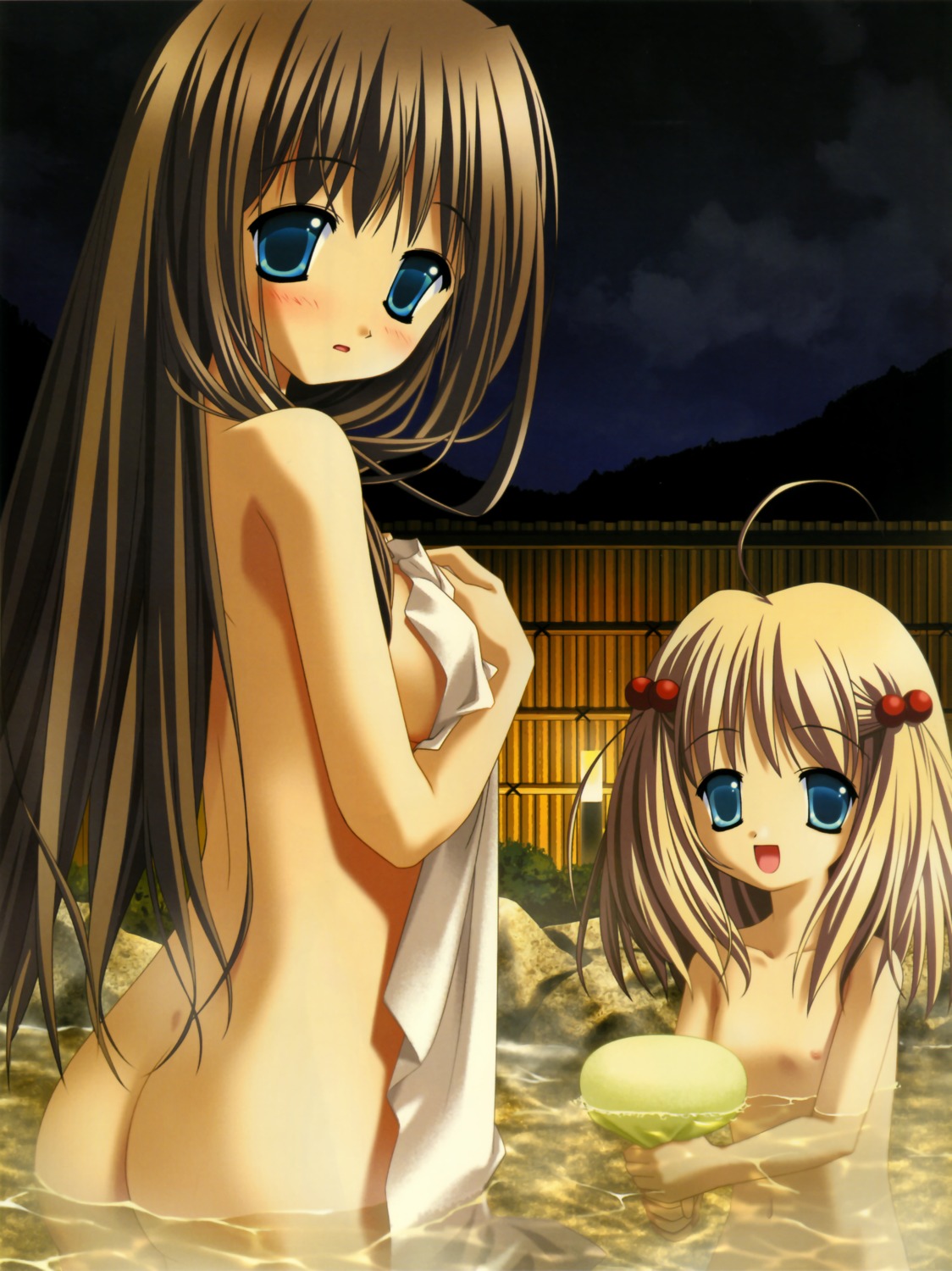 ashita_deatta_shoujo ass bathing breast_hold kittaka_fuyuka kittaka_misato loli naked nipples onsen takano_misuzu towel wet