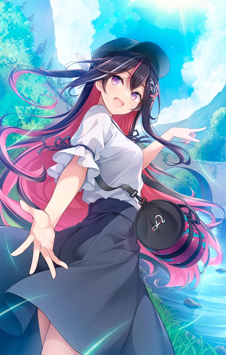 azki_(hololive) detexted hololive matsuuni skirt_lift