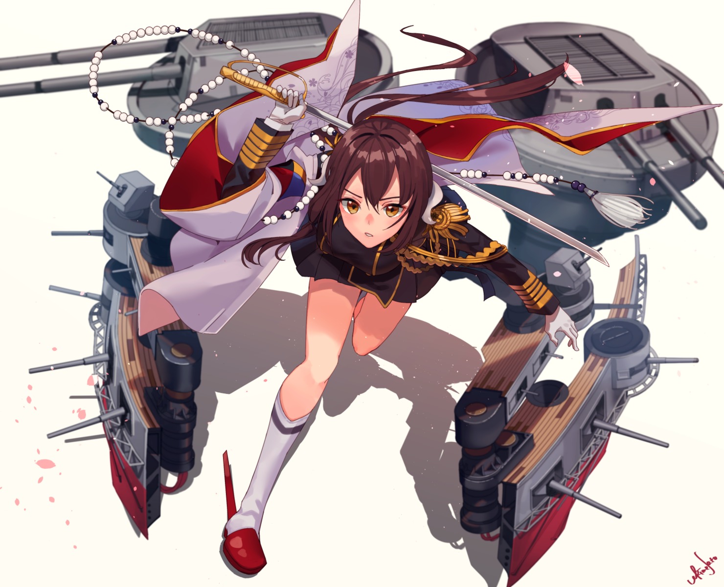 azur_lane horns mikasa_(azur_lane) sword ukimesato uniform