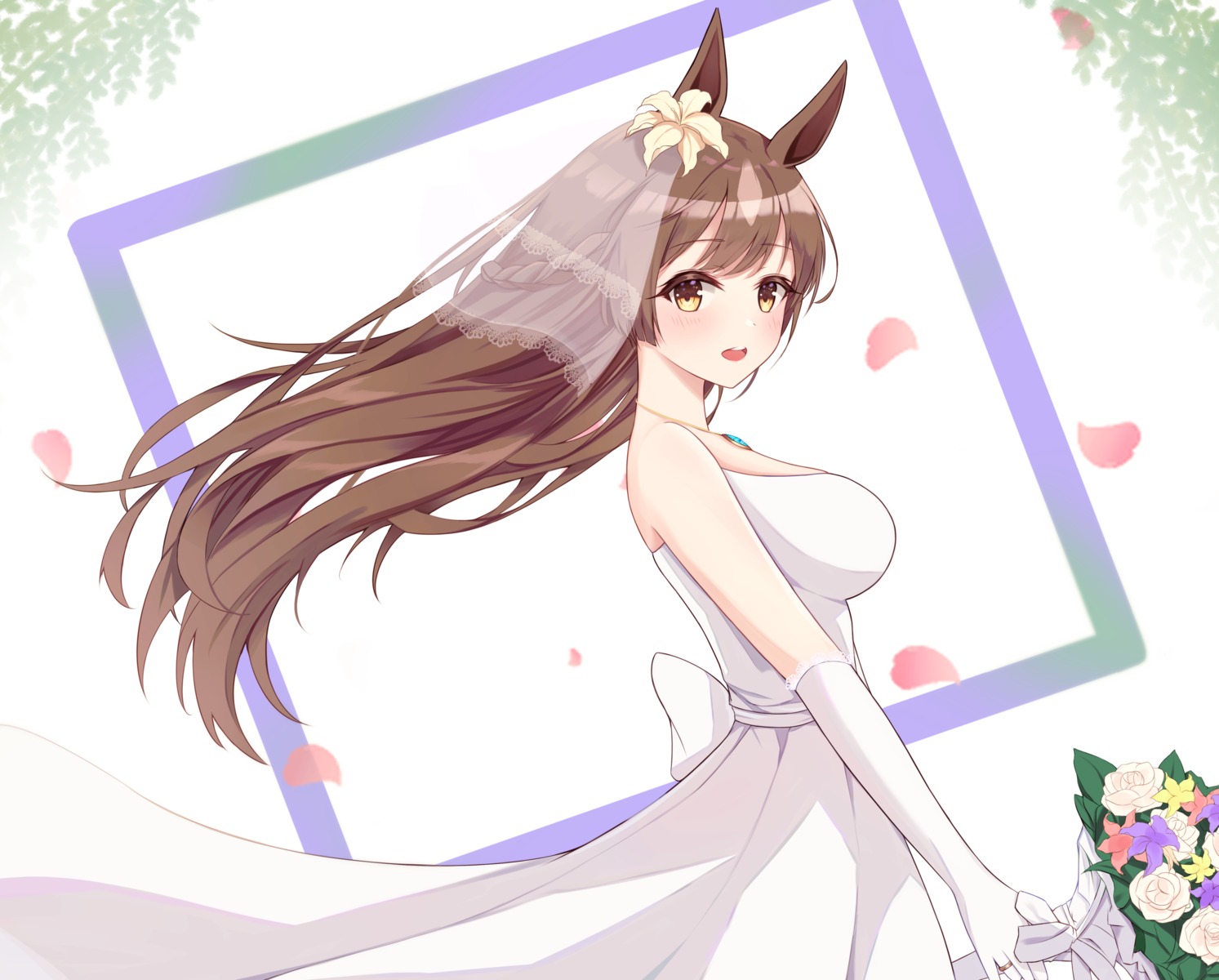 animal_ears dress okey satono_diamond_(umamusume) uma_musume_pretty_derby wedding_dress