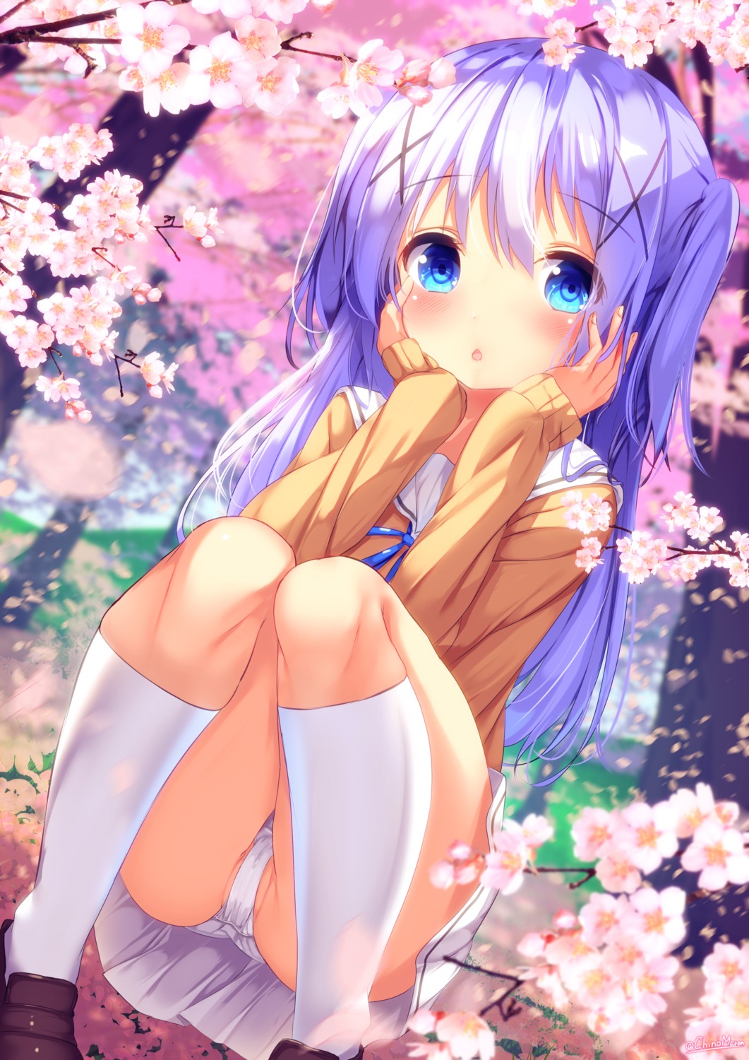 cameltoe chinomaron gochuumon_wa_usagi_desu_ka? kafuu_chino loli pantsu seifuku skirt_lift sweater