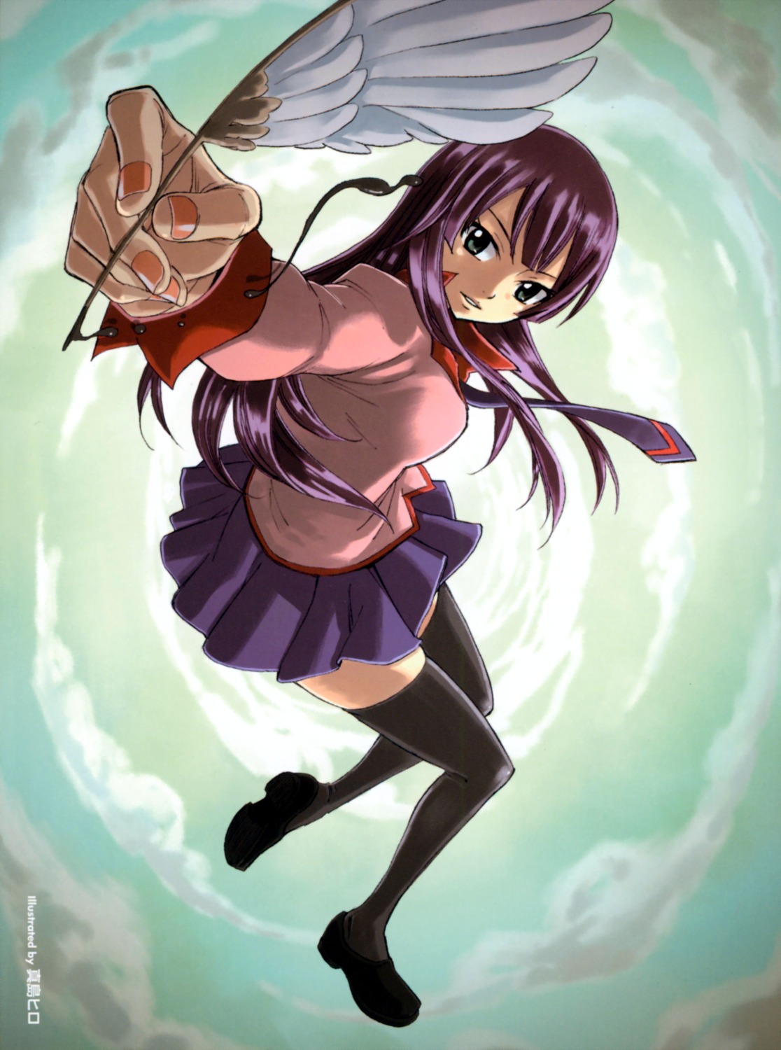 bakemonogatari mashima_hiro monogatari_(series) seifuku senjougahara_hitagi thighhighs