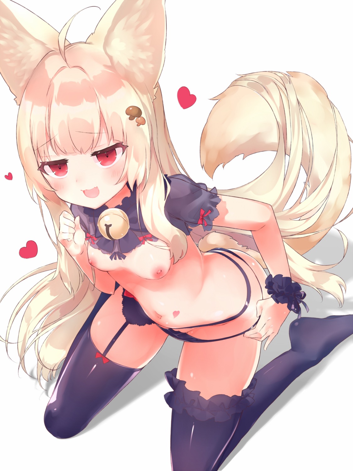 animal_ears breasts garter_belt loli nipples no_bra pantsu panty_pull pussy sakurayume_kome stockings tail thighhighs uncensored undressing