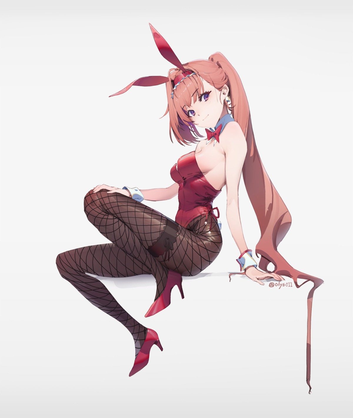 animal_ears arisugawa_natsuha bunny_ears bunny_girl fishnets garter heels no_bra olys pantyhose tail the_idolm@ster the_idolm@ster_shiny_colors