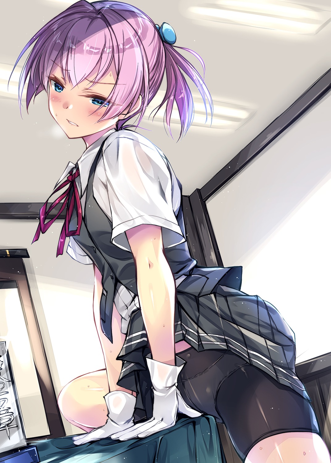 kantai_collection kobayashi_chisato masturbation pantsu see_through seifuku shiranui_(kancolle) skirt_lift