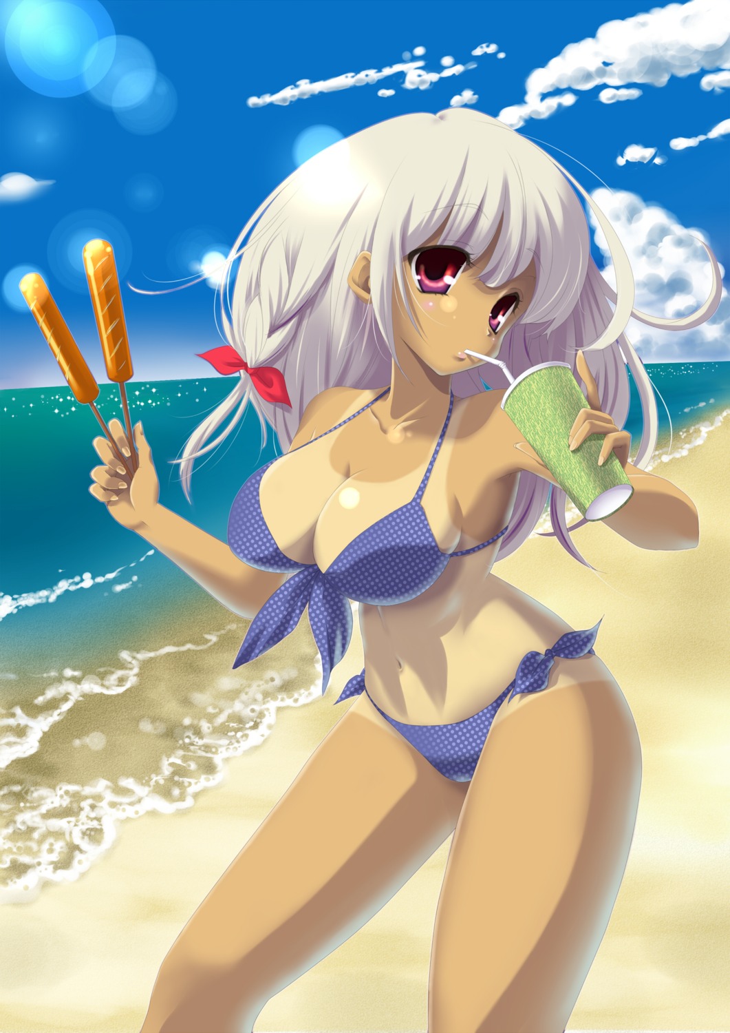 bikini cleavage kazuki_(ranmic) swimsuits tan_lines