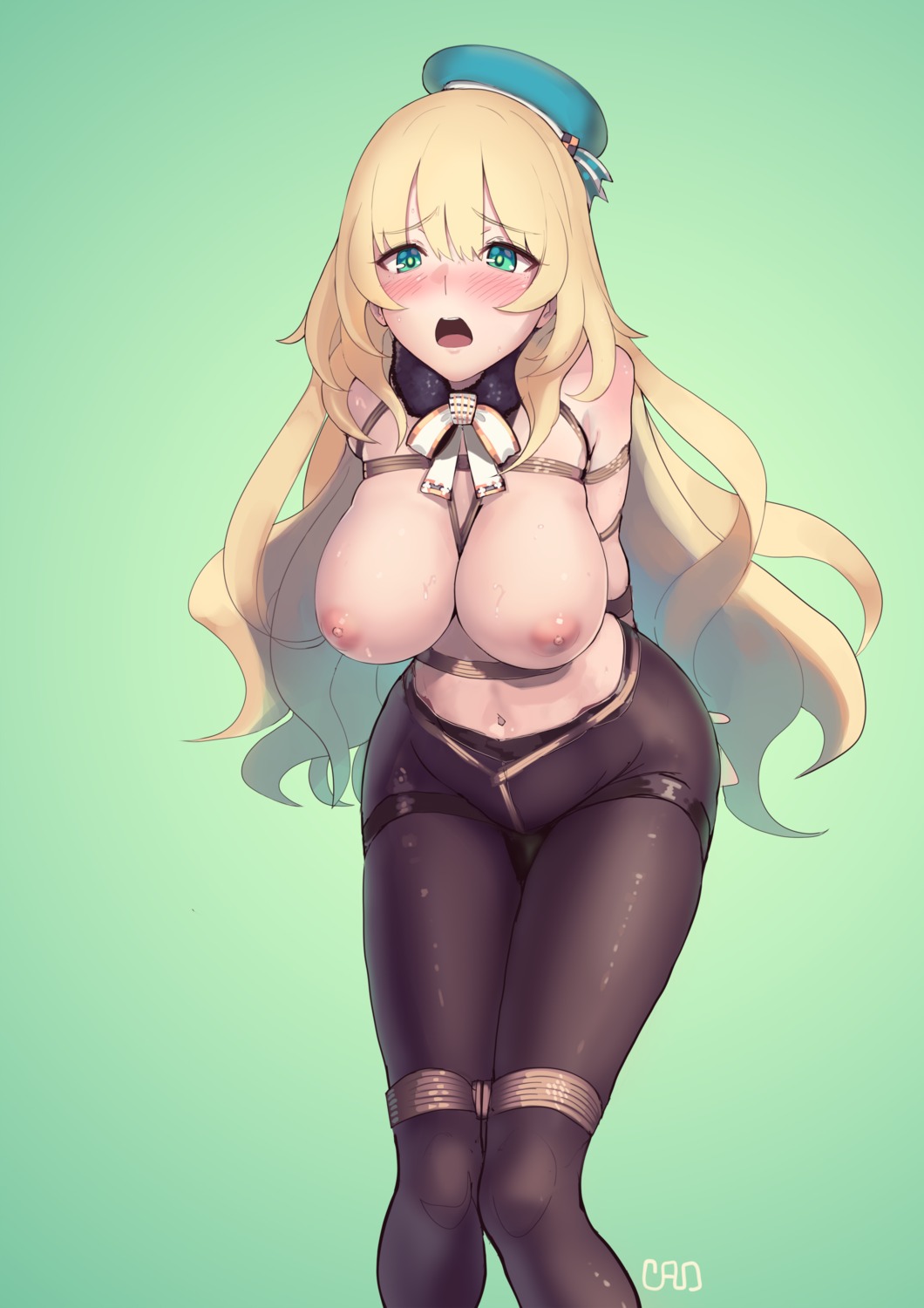 atago_(kancolle) bondage kaddo kantai_collection nipples pantyhose topless