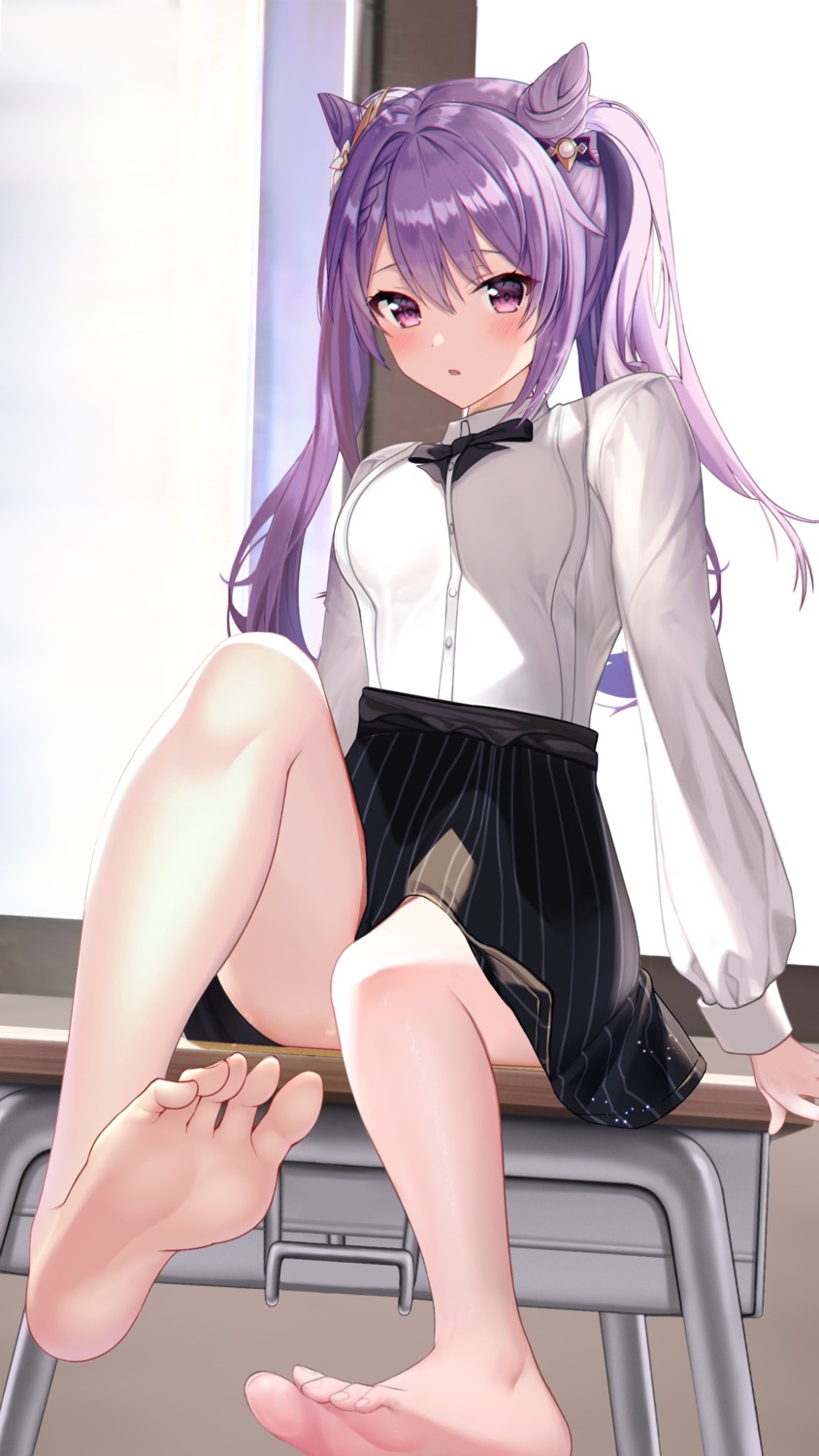 feet genshin_impact keqing niduannowu seifuku