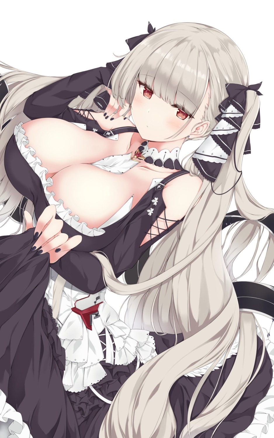 azur_lane cleavage formidable_(azur_lane) gothic_lolita lolita_fashion mamizu no_bra skirt_lift