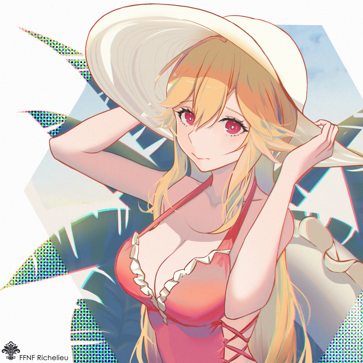 =_=_(artist) azur_lane cleavage richelieu_(azur_lane) swimsuits