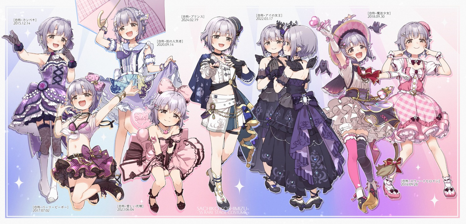 dress garter heels koshimizu_sachiko kusaka_shi see_through skirt_lift stockings the_idolm@ster the_idolm@ster_cinderella_girls thighhighs umbrella uniform weapon wings witch