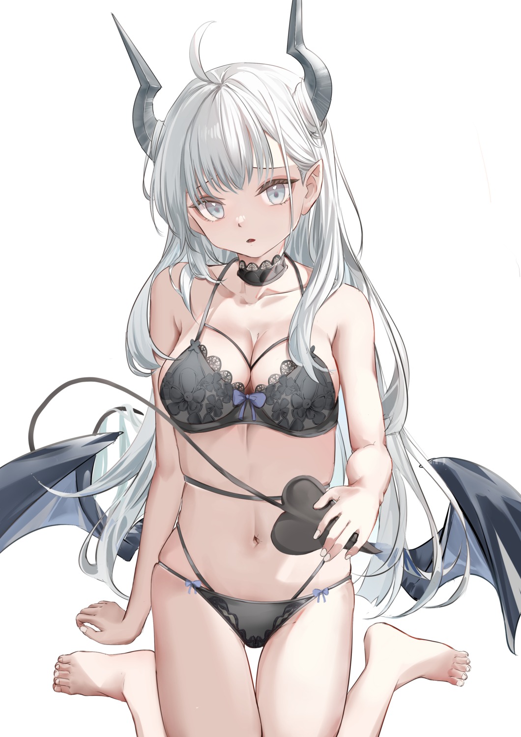 bra horns pantsu pointy_ears tagme tail wings