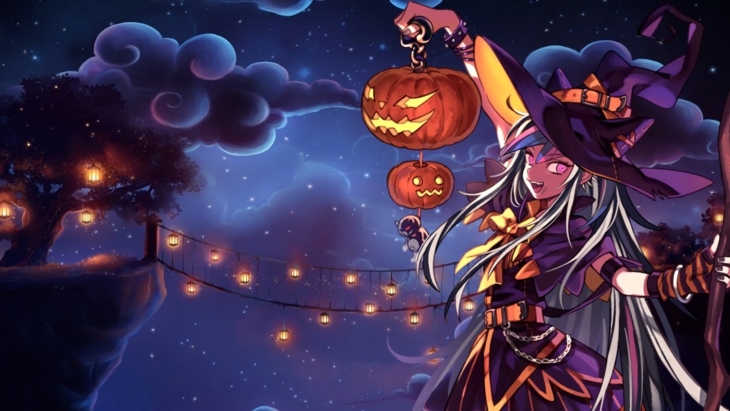 dangan-ronpa dangan-ronpa_2 dress halloween mioda_ibuki rea9420 wallpaper witch