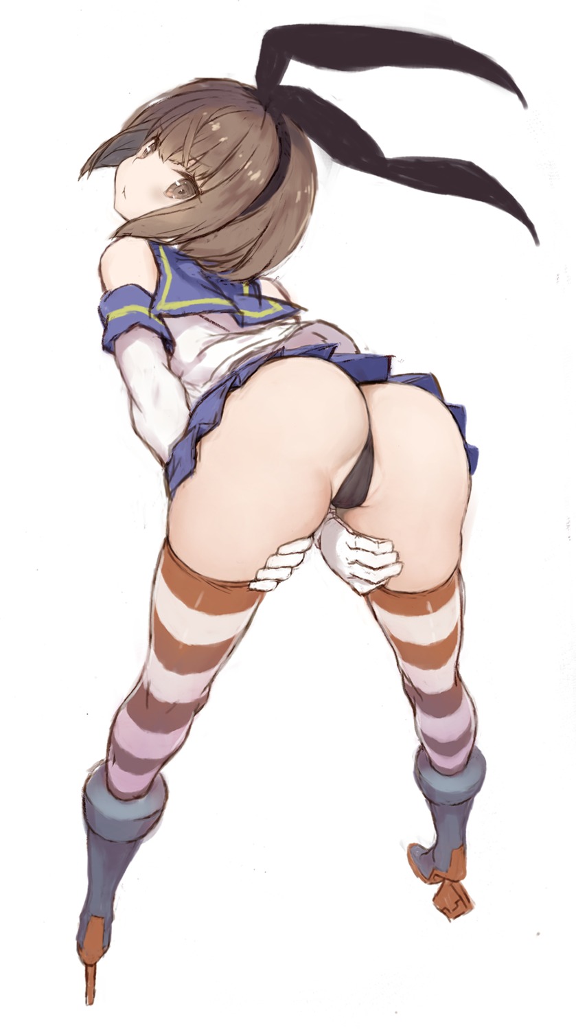 ass cameltoe cosplay heels kantai_collection pantsu ryo_(tg290) seifuku shimakaze_(kancolle) thighhighs thong