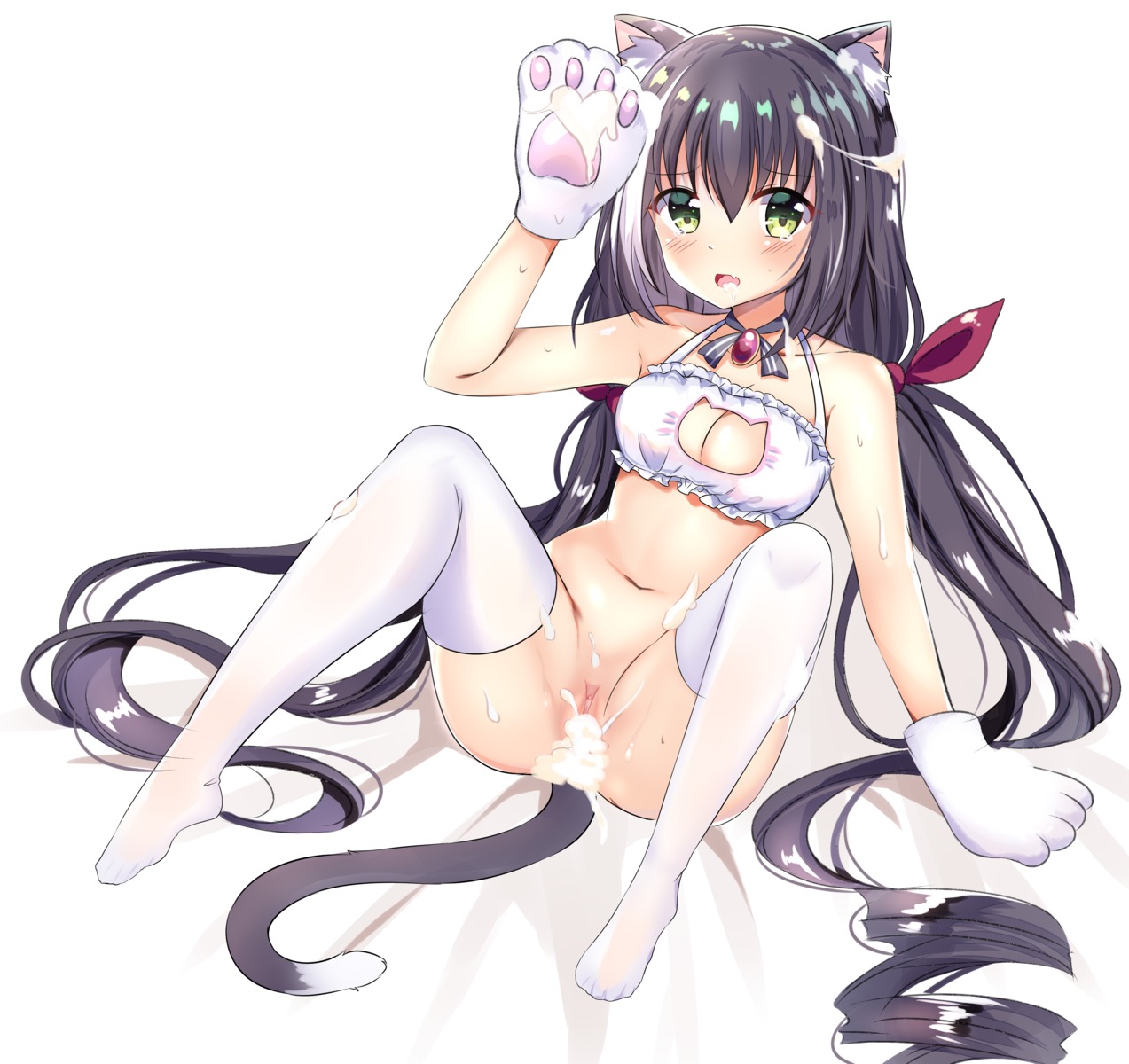 animal_ears bottomless bra cleavage cum karyl_(princess_connect) lydia601304 princess_connect princess_connect!_re:dive pussy tail thighhighs uncensored