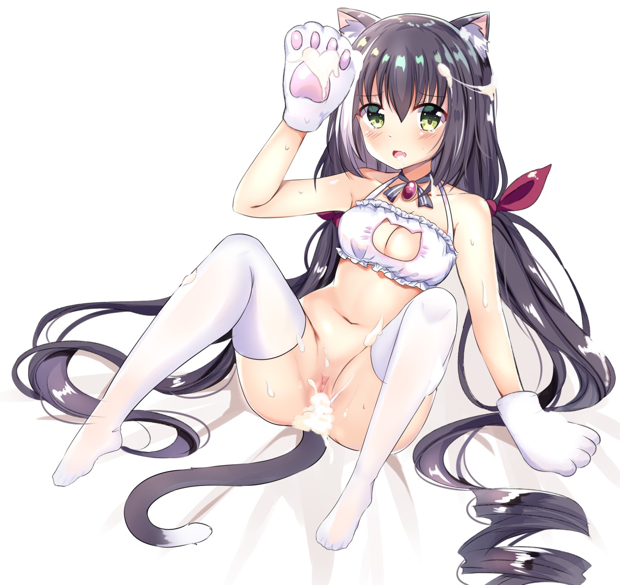 animal_ears bottomless bra cleavage cum karyl_(princess_connect) lydia601304 princess_connect! princess_connect!_re:dive pussy tail thighhighs uncensored