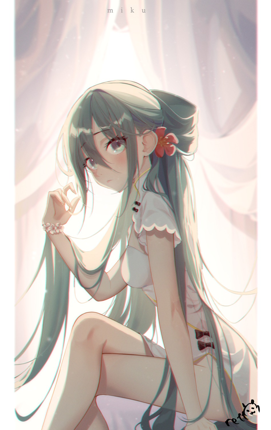 chinadress hatsune_miku ildanbaggobwa shaohua_hatsune_miku skirt_lift vocaloid