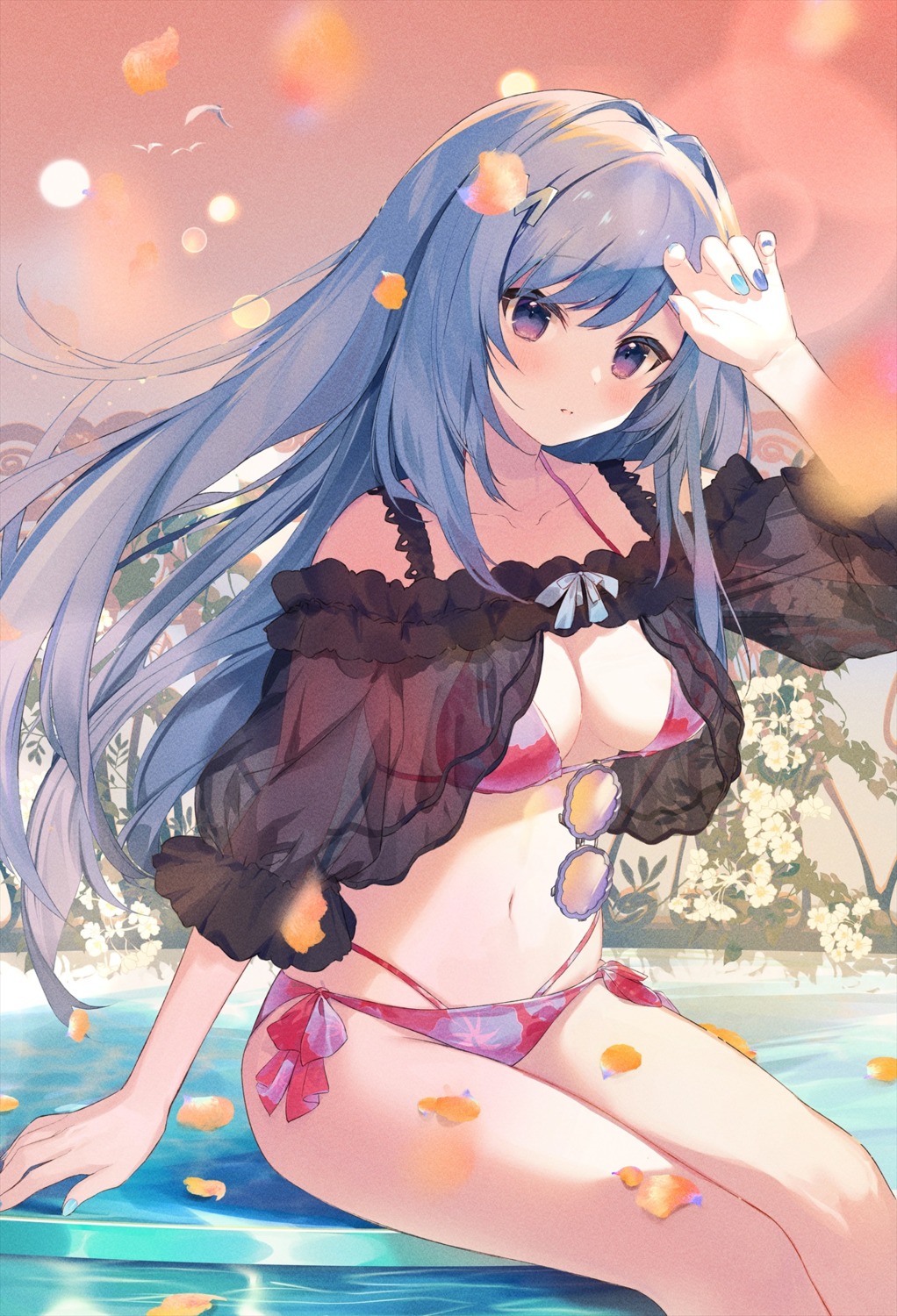 bikini cona_kinaco emori_miku emori_miku_project megane see_through swimsuits wet