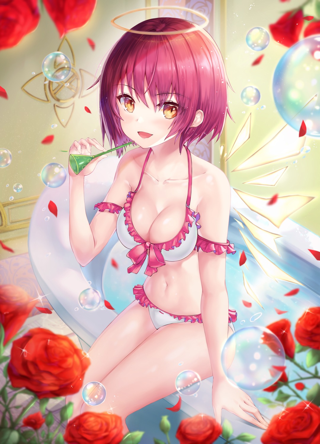 angel arknights bikini exusiai_(arknights) swimsuits wakum wings