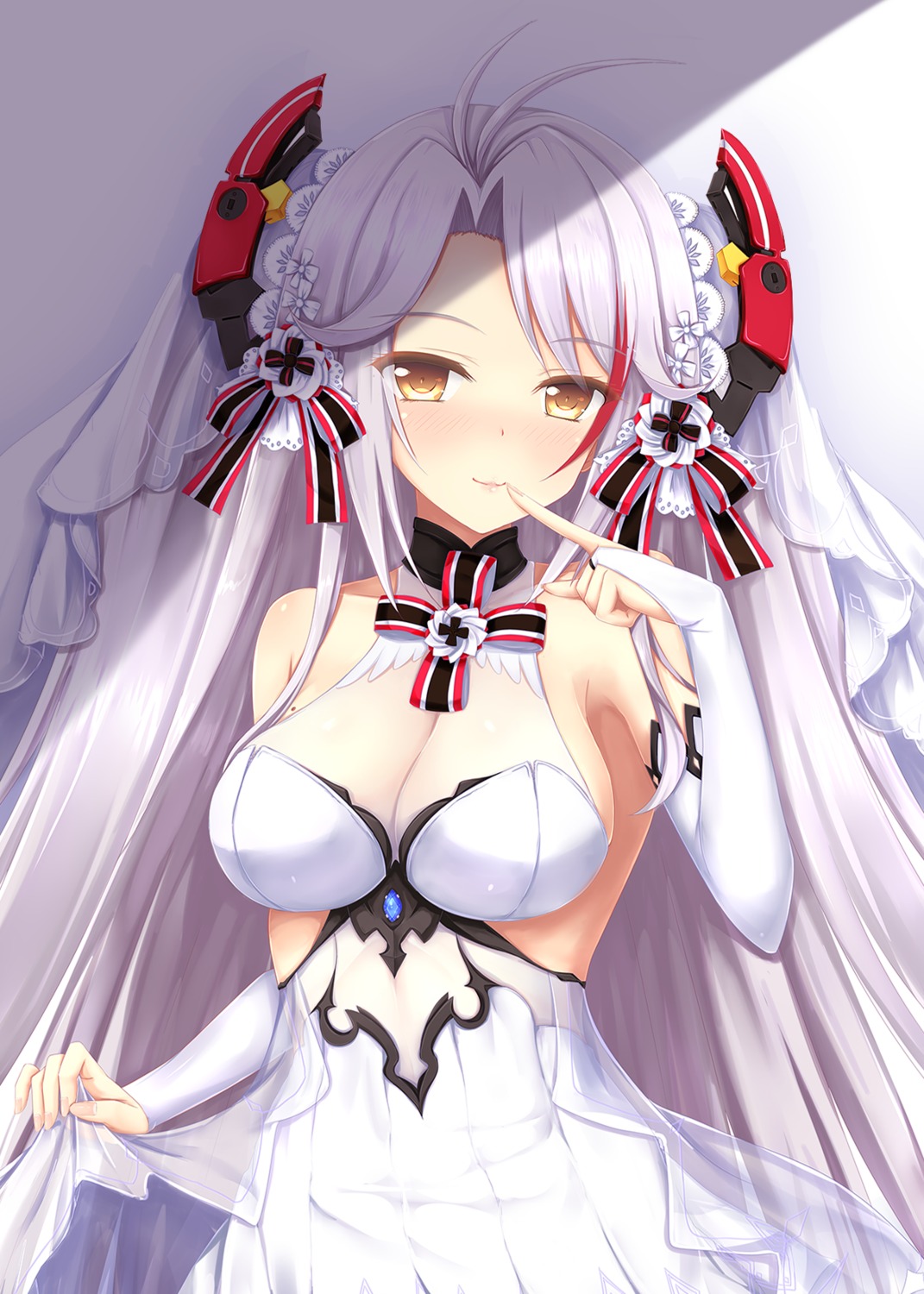 azur_lane dress nanairo_fuusen prinz_eugen_(azur_lane) see_through wedding_dress