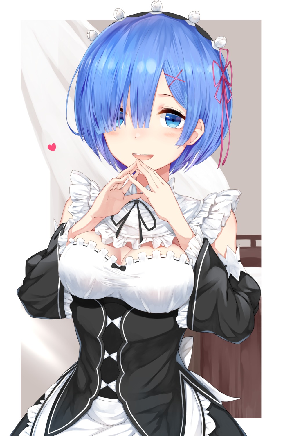 cleavage maid re_zero_kara_hajimeru_isekai_seikatsu rem_(re_zero) yamato_(muchuu_paradigm)