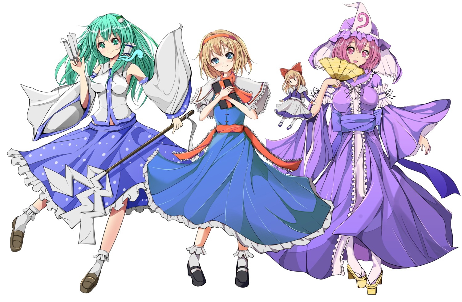 alice_margatroid kochiya_sanae saigyouji_yuyuko shanghai_doll touhou velia