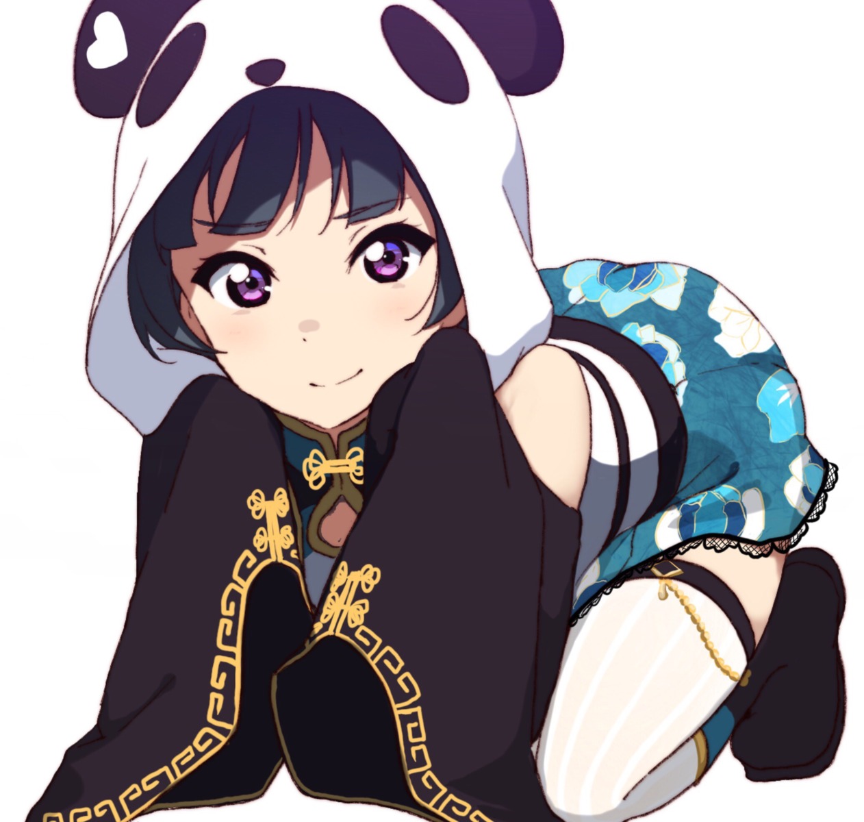 animal_ears asian_clothes icehotmilktea love_live!_sunshine!! thighhighs tsushima_yoshiko